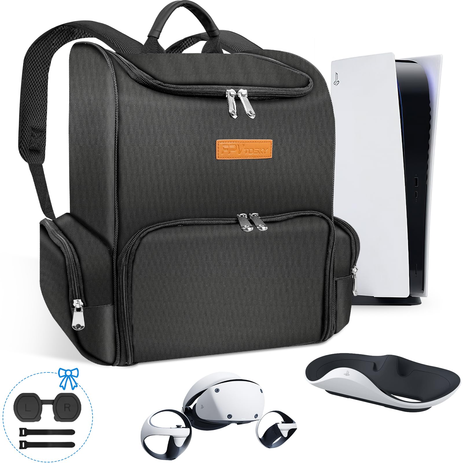 FPVtosky Backpack for PS5 Pro & PSVR2, 2-IN-1 Large Travel Bag for Playstation VR2 & PS 5/PS5 Slim/PS 5 Pro, Protective Storage Carrying Case Compatible with Playstation 5 & PS VR2 Gaming Accessories