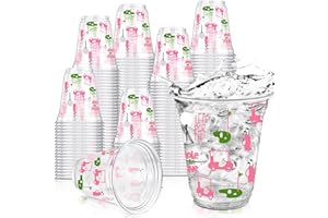 Qinyoung 50 Pcs Masters Golf Ball Party Supplies Bulk Clear Plastic Cups 12oz Disposable Let's Par-tee for Home Sports Golf Themed Birthday Bachelor Party Supplies Favors (Pink)