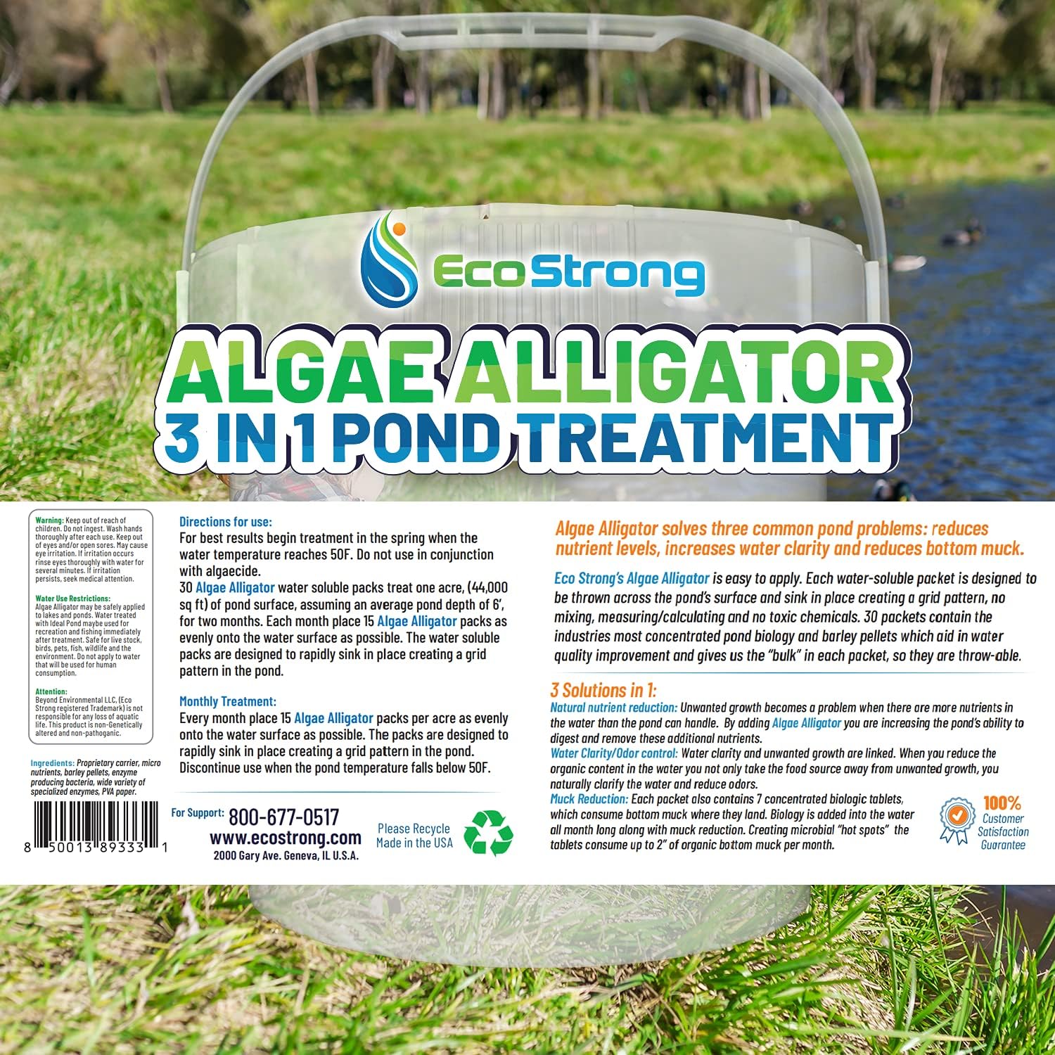 Pond Water Cleaner & Clarifier | Powerful 3 in 1 Bioactive Treatment [Treats up to 4 Million gallons]: Kitchen & Dining