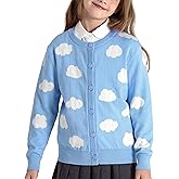 BOBOYOYO Girls Cute Cardigan 100% Cotton Girls Button Up Sweater Long Sleeve Kids Knit Cardigan Crewneck Casual Kawii Clothes