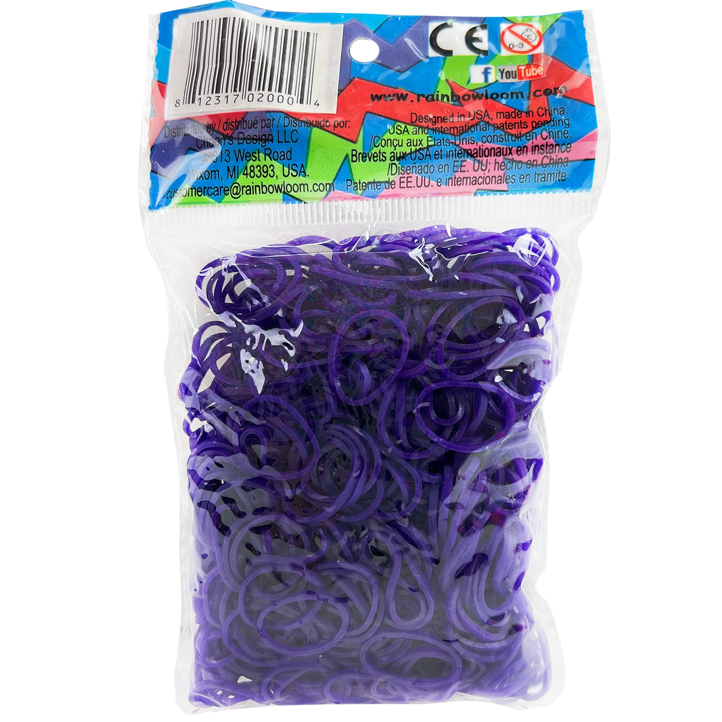 Rainbow Loom Choon's Design 851566005097 Official 600 PURPLE Refill Bands w/ C Clips