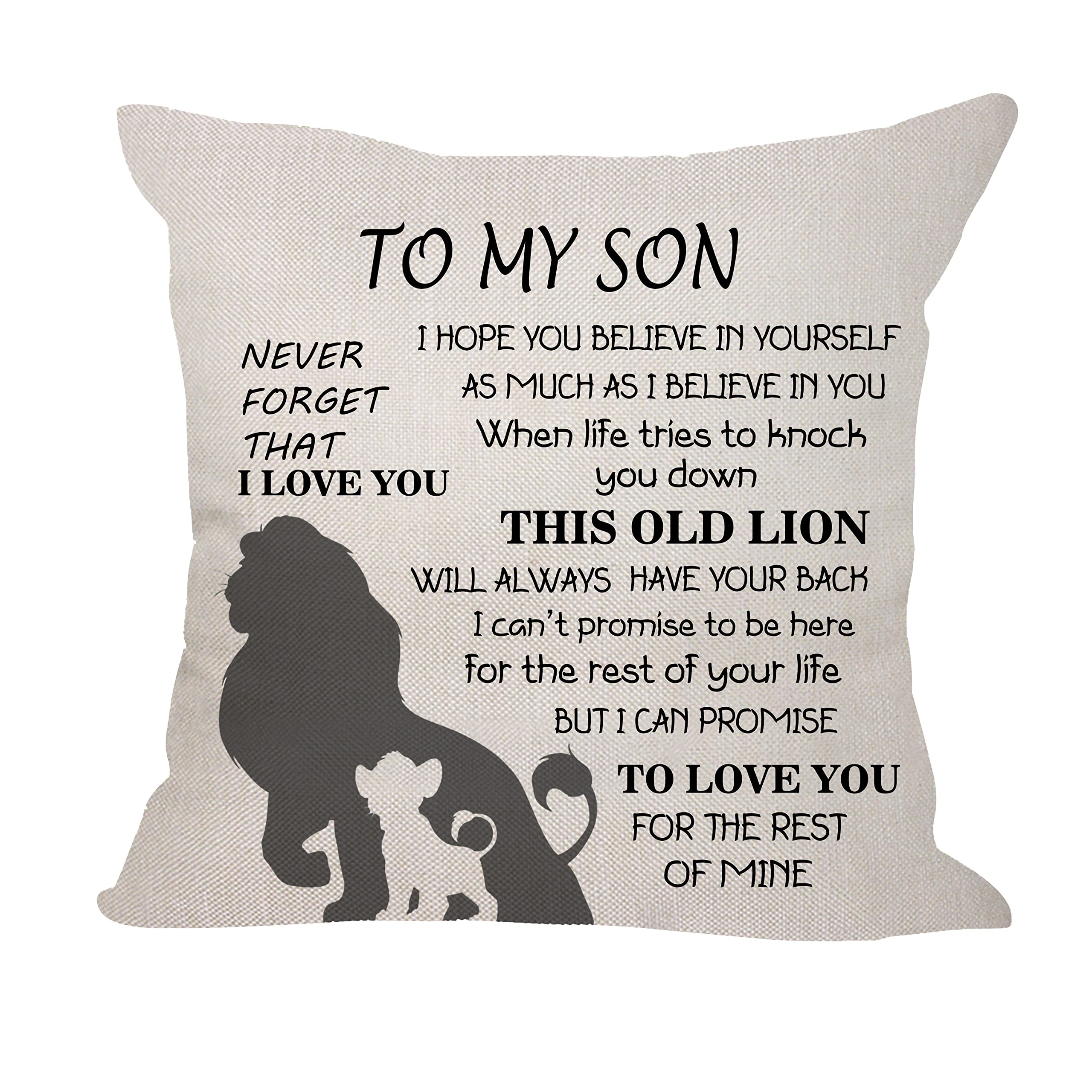 Aocaso Son Gifts from Mum Dad Throw Pillow Cover Cushion Cover for Son from Mother Father, Son Birthday Gifts Graduation Gifts Thanksgiving