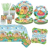 KEFAN Capybara Birthday Party Decorations, Capybara Theme Party Tableware Supplies including Plates, Cups, Napkins, Tablecloth (20)