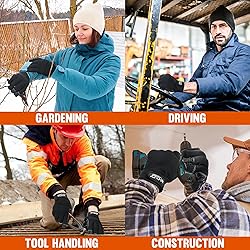 HANDLANDY Winter Work Gloves with Grip for Men