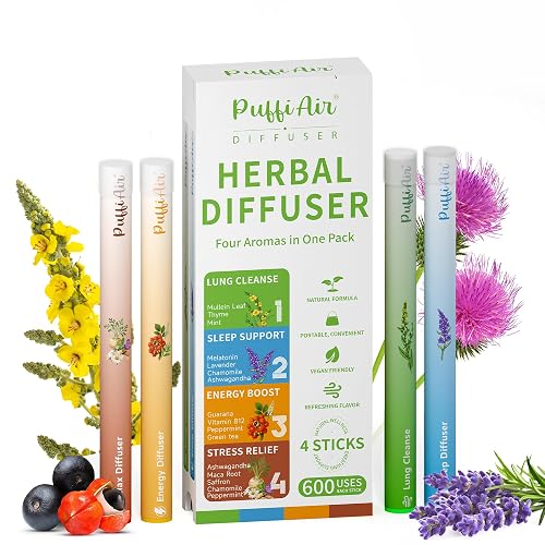 Herbal Diffuser Quartet, Lung, Sleep, Energy & Relax Diffuser with ...