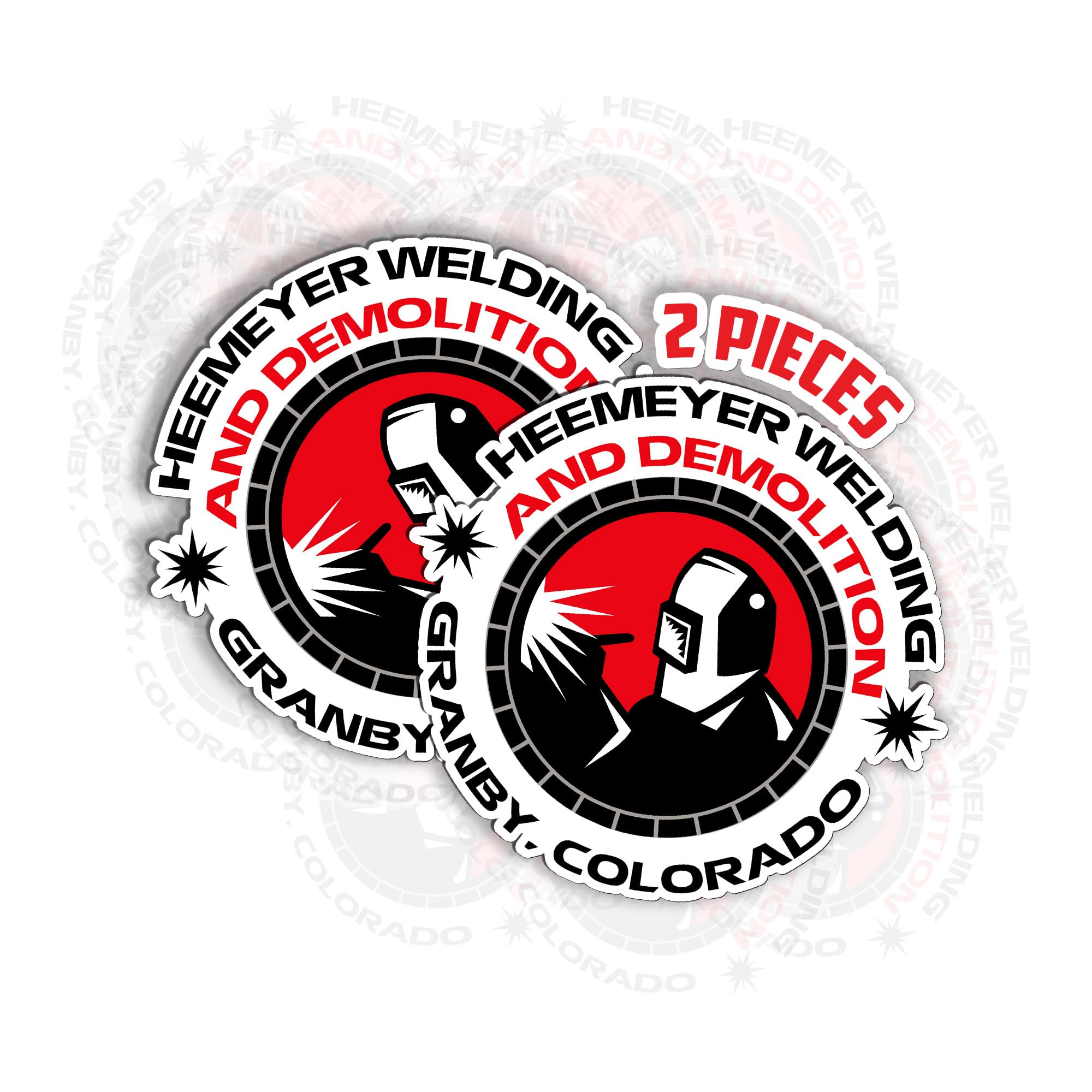 Photo 1 of (Pack 2) Heemeyer Welding and Demolition Patriotic Killdozer Vinyl Decal Stickers for Hard Hat, Car Truck, Toolbox, Bin Door, Helmet, Water Bottle - Size 3 inches