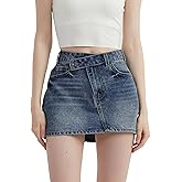 PAOLA RIBONI Women Sexy Mini Denim Short Skirt, Low Waisted Inelastic Bodycon Jean Skorts for Woman Going Out Trendy Skirt