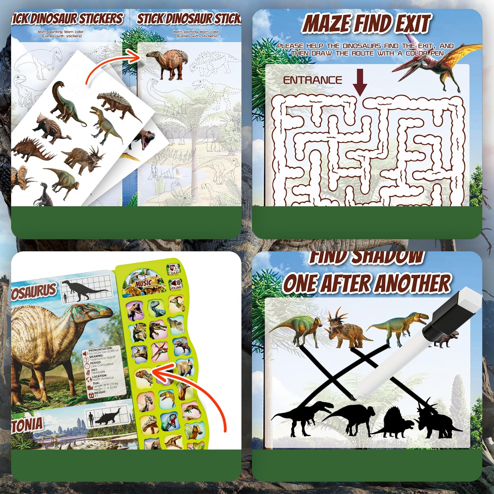 Dinosaur Toys for Kids 3-5 Dinosaur Book with Sounds 30 Species Names & Realistic Sounds InteractiveToys for Boys Girls Kids 2 3 4 5 6 7 Year Old Dinosaur Toys Gifts(Dinosaur Book)