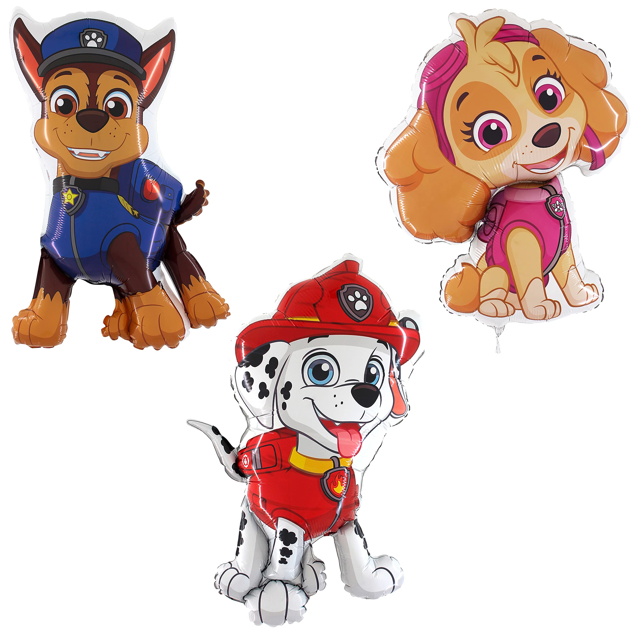 Toyland® Pack of 3 Paw Patrol Foil Balloons - Marshall, Skye & Chase Characters - Kids Party Decoration
