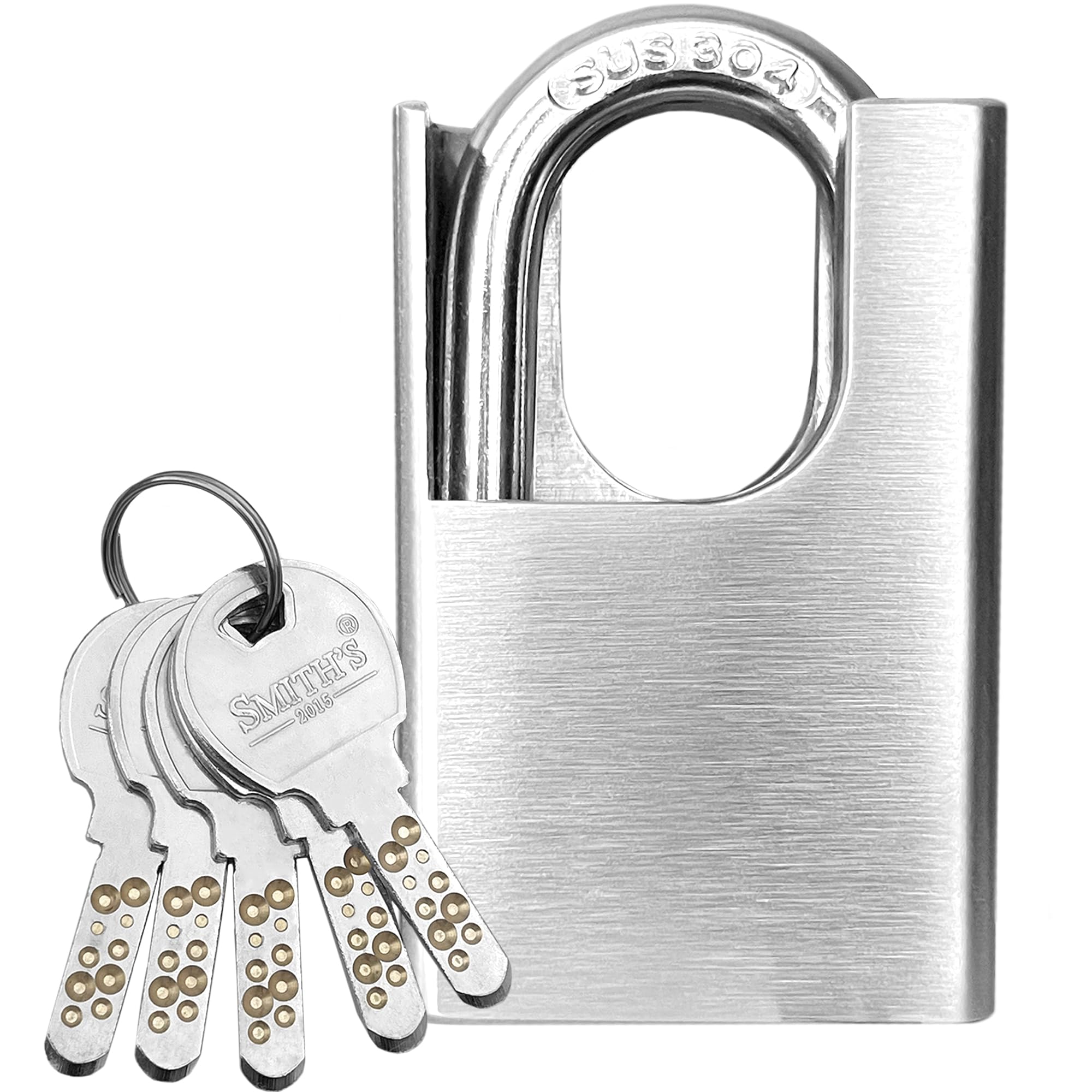 Heavy Duty Padlock by Smith’s® | 60mm x 40mm | 1 Pack | Stainless Steel | 5 Keys | Perfect for Warehouse, Container, Garage, Shutter, Gate, Chain, Shed Lock
