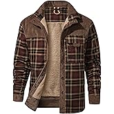 Mr.Stream Men's Outdoor Casual Vintage Long Sleeve Plaid Flannel Button Down Shirt Jacket