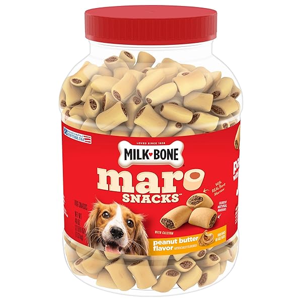 MILK-BONE MAROSNACKS DOG TREATS, PEANUT BUTTER, 40 OUNCE WITH REAL BONE MARROW AND CALCIUM