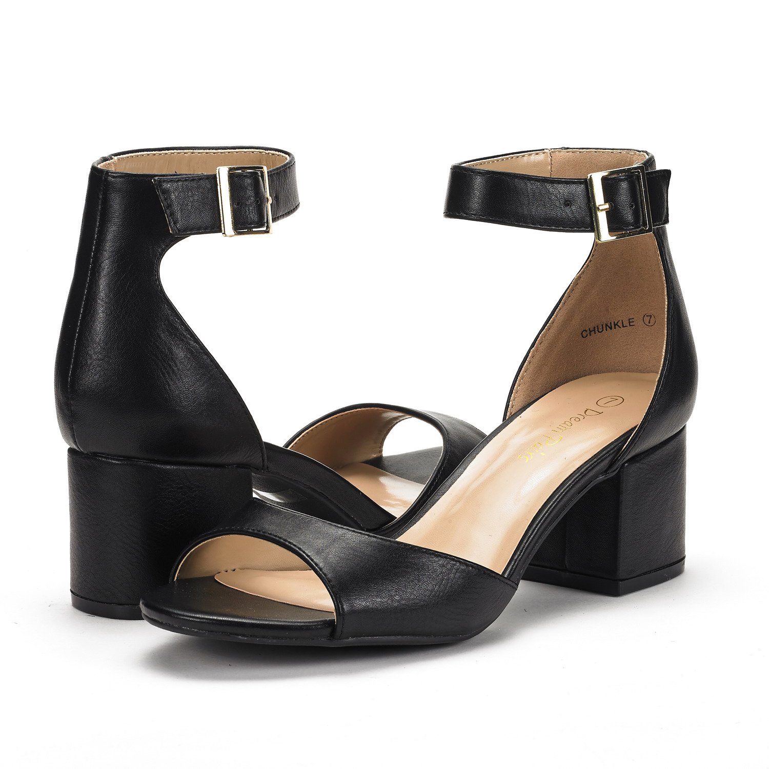DREAM PAIRS Women's Chunkle Low Heel Pump Sandals - Image 3