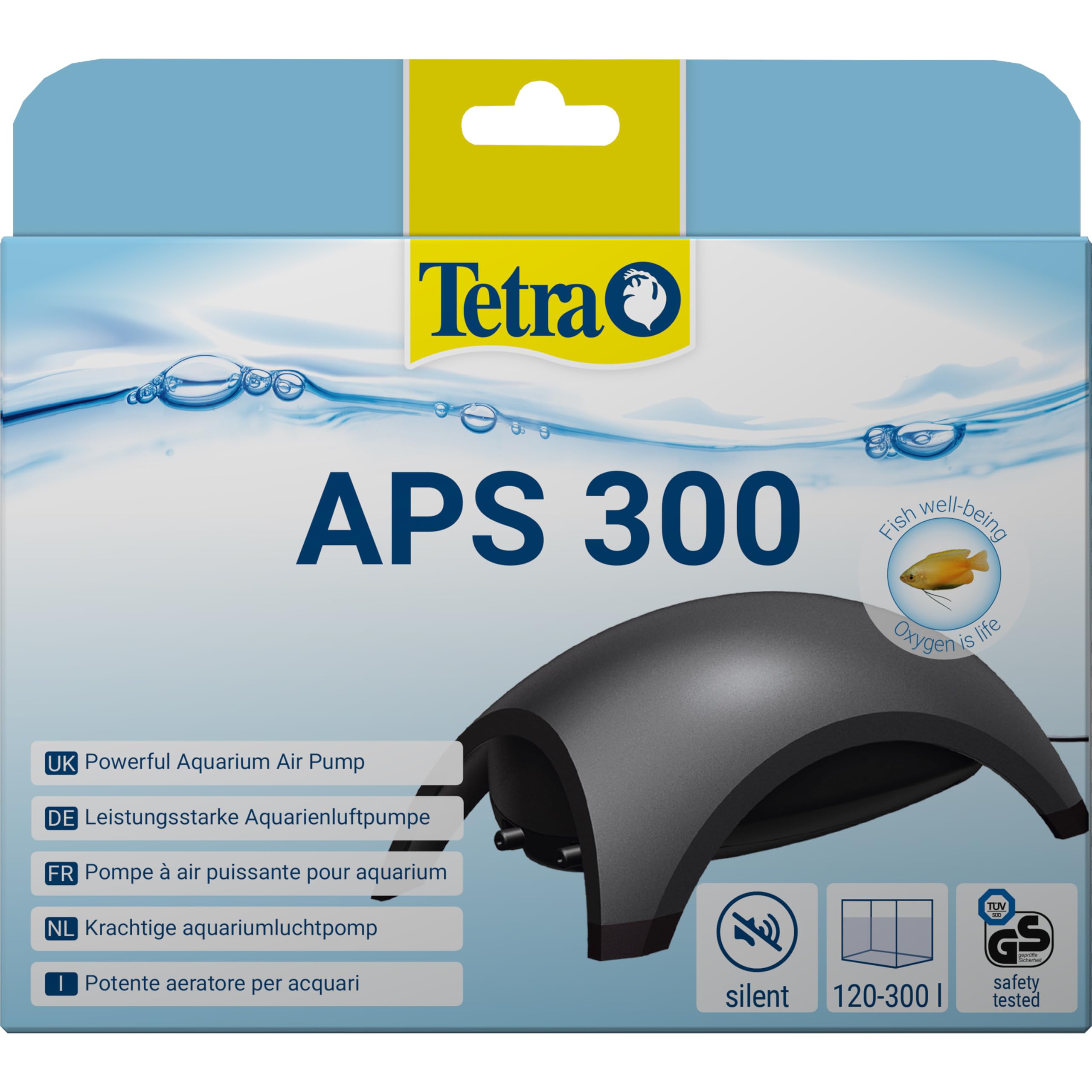 Tetra APS300 Silent Aquarium Air Pump for 120 - 300 Litre Fish Tanks, Black