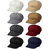 KUTTOR 8 Pieces Women Newsboy Cap Soft Newsboy Hats Warm Wool Visor Beret Hats 8 Panels Vintage Baker Hat for Women Girls