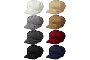 KUTTOR 8 Pieces Women Newsboy Cap Soft Newsboy Hats Warm Wool Visor Beret Hats 8 Panels Vintage Baker Hat for Women Girls