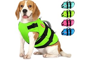 Doglay Dog Life Jacket Neoprene, High Buoyancy Dog Harness Life Vest for Swimming and Boating, Adjustable Swim Vest with Rescue Handle for Small Medium Large Dogs