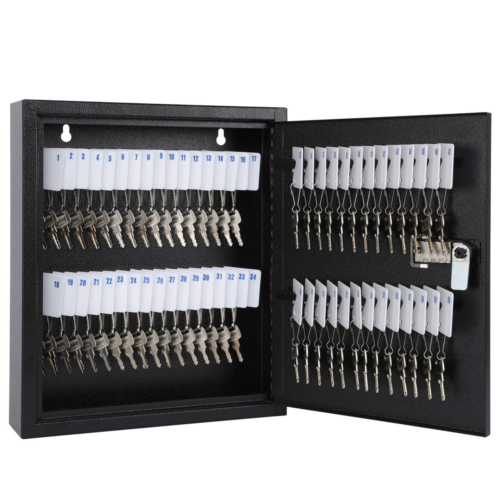 Photo 1 of KYODOLED Locking Key Cabinet, 60 Key Storage Lock Box with Code, Key Box Wall Mount with Combination Lock, Key Hooks & Tags Key Labels,(Black,60 Key)
