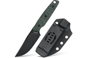 Vosteed EDC Fixed Blade Knife - 3.33’’ Nitro-V Blade with Sheath, Clip Point, Green Micarta Handle - Perfect for Men Women Camping Hiking Knives - Mink D0102
