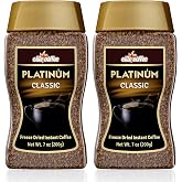 Elite Platinum Freeze Dried Instant Classic Coffee 7.5oz (2 Pack) | Kosher for Passover | Glass Jar | Rich Aroma
