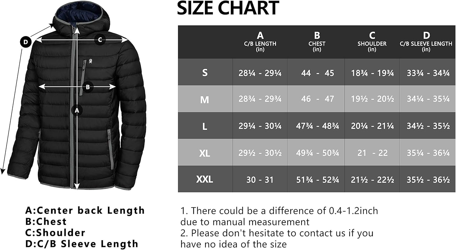 Little Donkey Andy Men's Packable Lightweight Puffer Jacket Hooded Windproof Winter Coat with Recycled Insulation: Clothing
