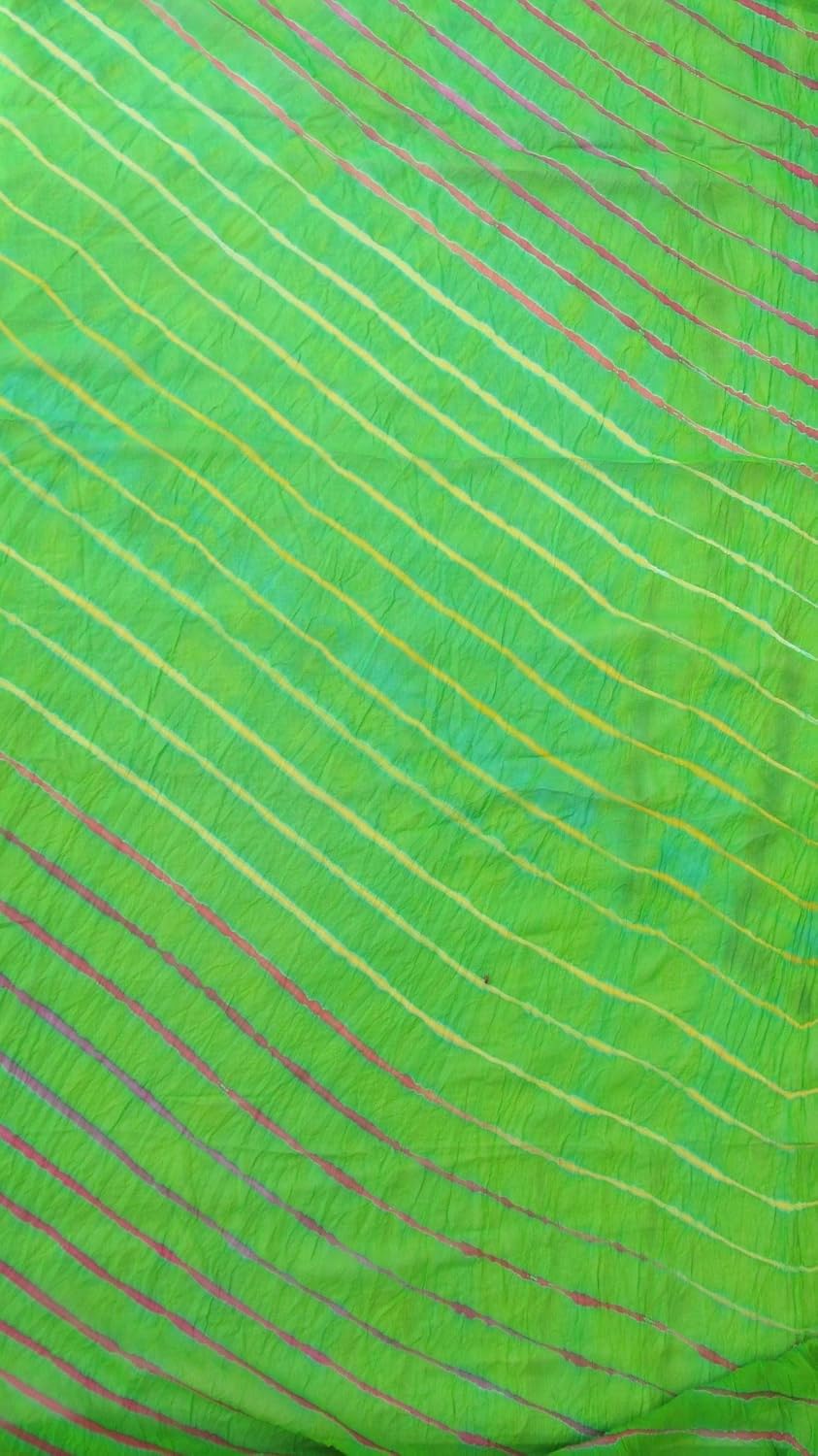 rajasthani, jodhpuri hand crafted chiffon lehariya ladies/girls/woman dupatta- parrot green