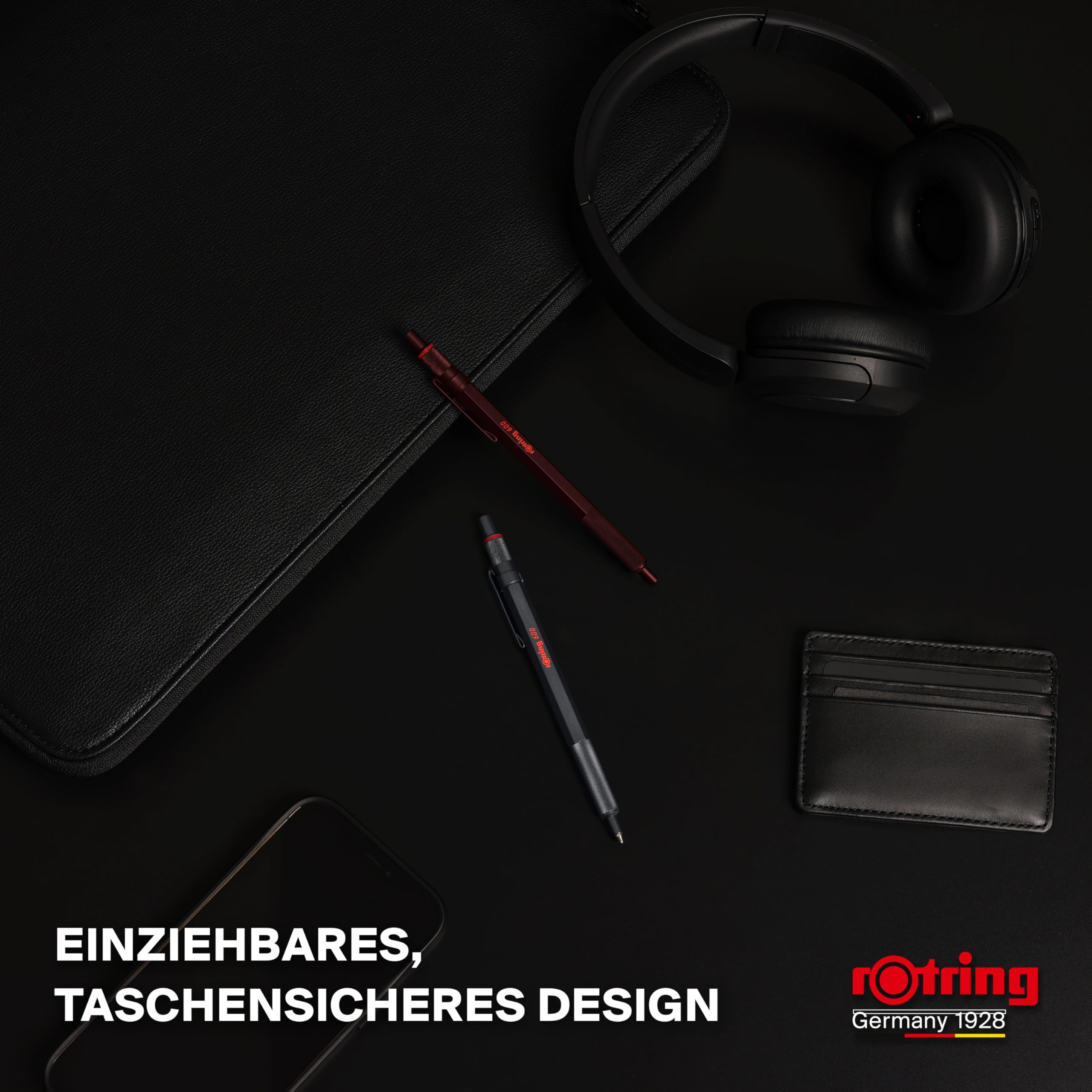 rOtring 600 Kugelschreiber | Mittlere Spitze | Schwarze Tinte | Stift mit Vollmetallschaft | Schokoladenbraun | Rutschfeste, gerändelte Griffzone und Sechskantschaft | Nachfüllbar 7