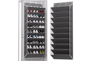 TAHAVICE 10-Tier Large Size Over The Door Shoe Organizer, Holds 30 PairsHanging Shoe Rack with Deep Pockets for Closet, Space