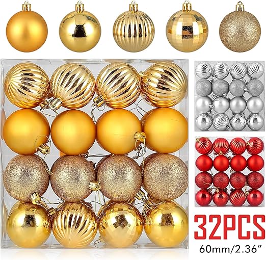 Zogin Christmas Baubles Ornaments 32pcs Shatterproof Commercial
