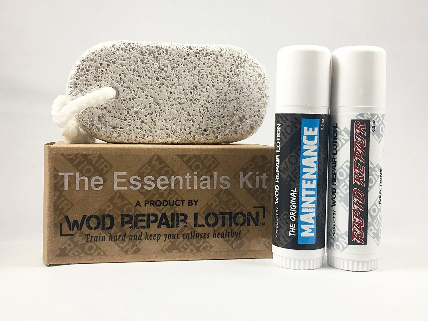 WOD Repair Lotion - The Essentials Kit - Includes the Original Maintenance, Rapid Repair and Pumice Stone - Heals Ripped Calluses and Burns