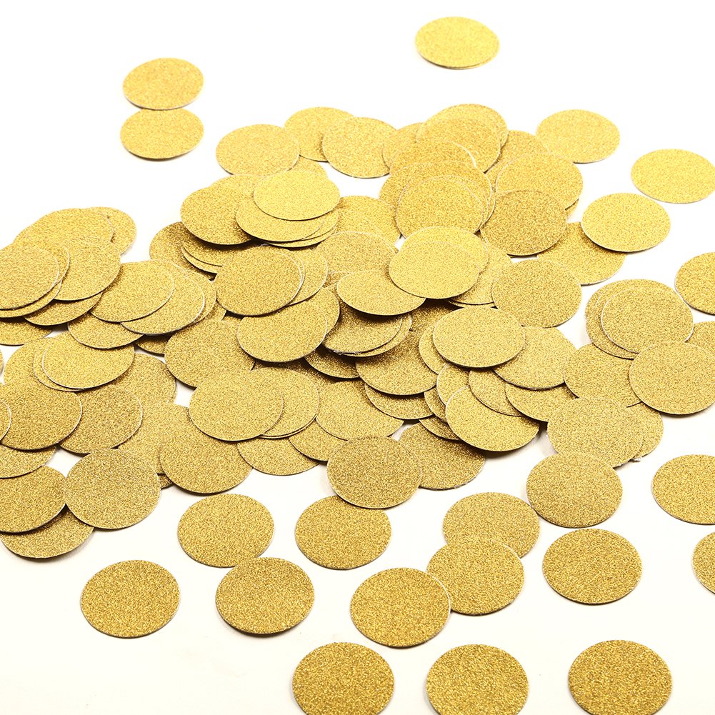 MOWO Glitter Paper Confetti Circles, Wedding Party Decor and Table Decor, 1.2'' in Diameter (glitter gold,200pc)