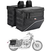 KEMIMOTO Upgrade Motorcycle Saddle Bags 26L (13Lx2) Middle-Sized Throw Over Saddlebags Orange Liner Scooter Panniers Universal Compatible with Softail Sportster Cruiser Motorbike Dirt Bike