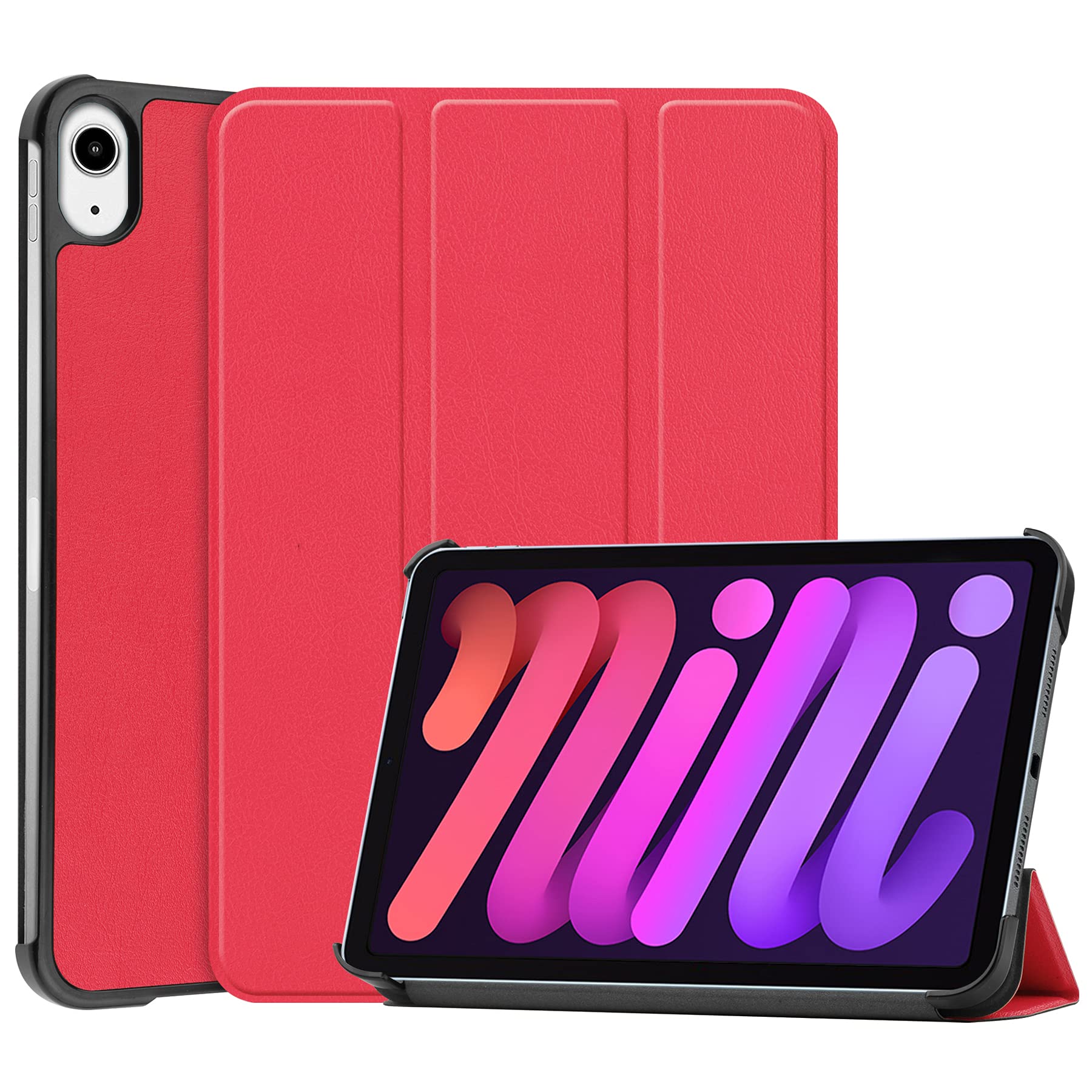 Lobwerk Case for Apple iPad Mini 6 2021 6th Generation 8.3 Inch Protective Case with Stand Function and Auto Sleep/Wake Function in Red