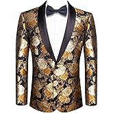 Hi-Tie Stylish Men Suit Jacket Blazer Shawl Lapel One Button Slim Fit Long Sleeve Jacket Tuxedo Party Dinner