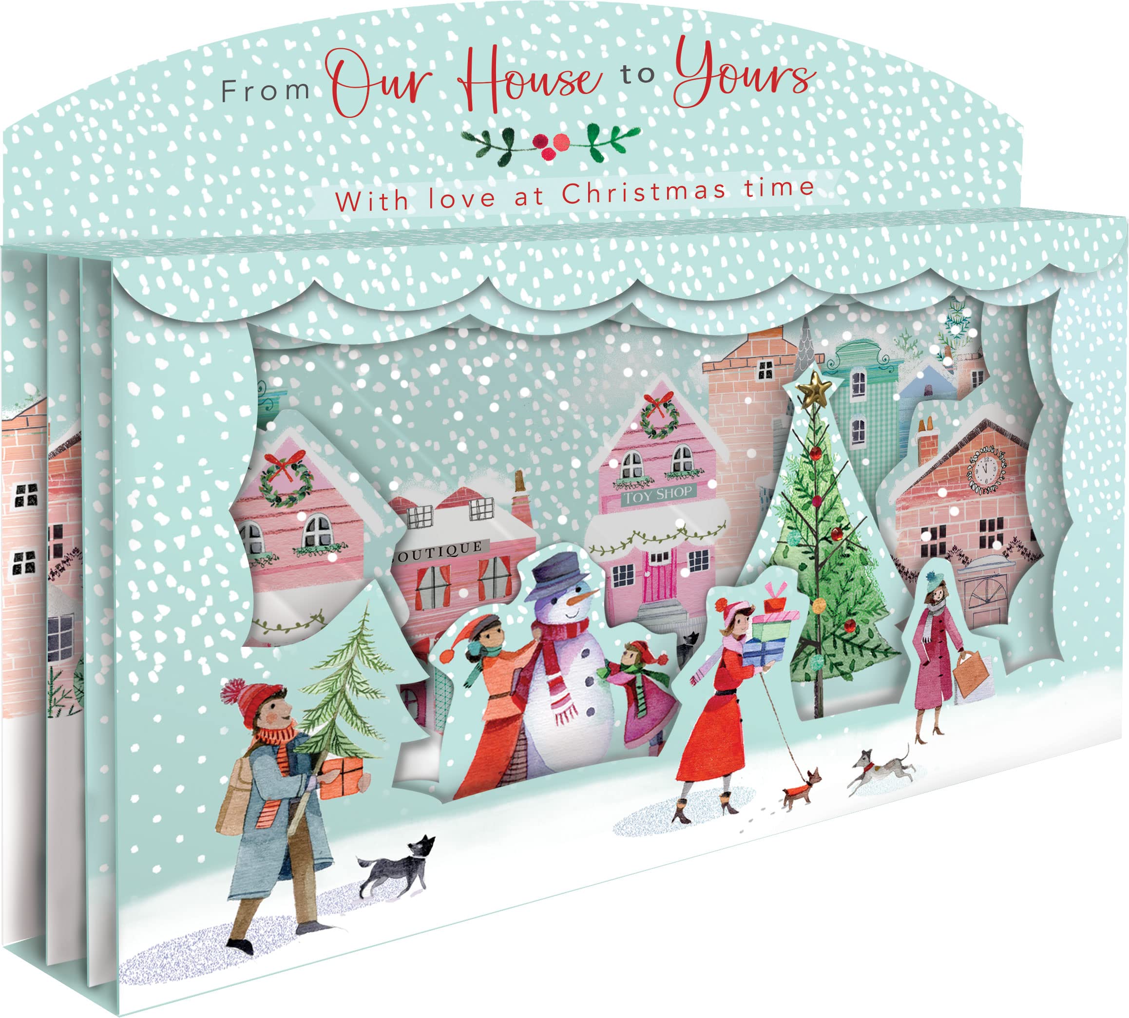 Our House To Yours Spectacular 3D Street Scene Christmas Card Freestanding Cards XSPT001