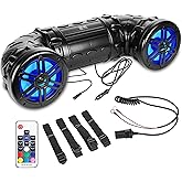 BELVA BPS8RGBV2 Version 2 600W Peak (300W RMS) Dual 8" Bluetooth ATV/UTV Powersports Sound System with LED Lights, Built-in Amplifier, AUX Input, Remote, and Heavy-Duty Mounting Straps