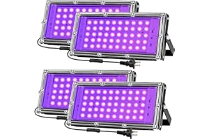 50W Black Lights for Glow Party - iCreating Strong High Power Black Light Flood Light Indoor 395nm UV Blacklight Floodlight P