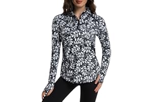 beroy Women's 1/4 Zip Shirts Pullover Long Sleeve Thumb Holes Workout Athletic Hiking Running Shirt with Pocket