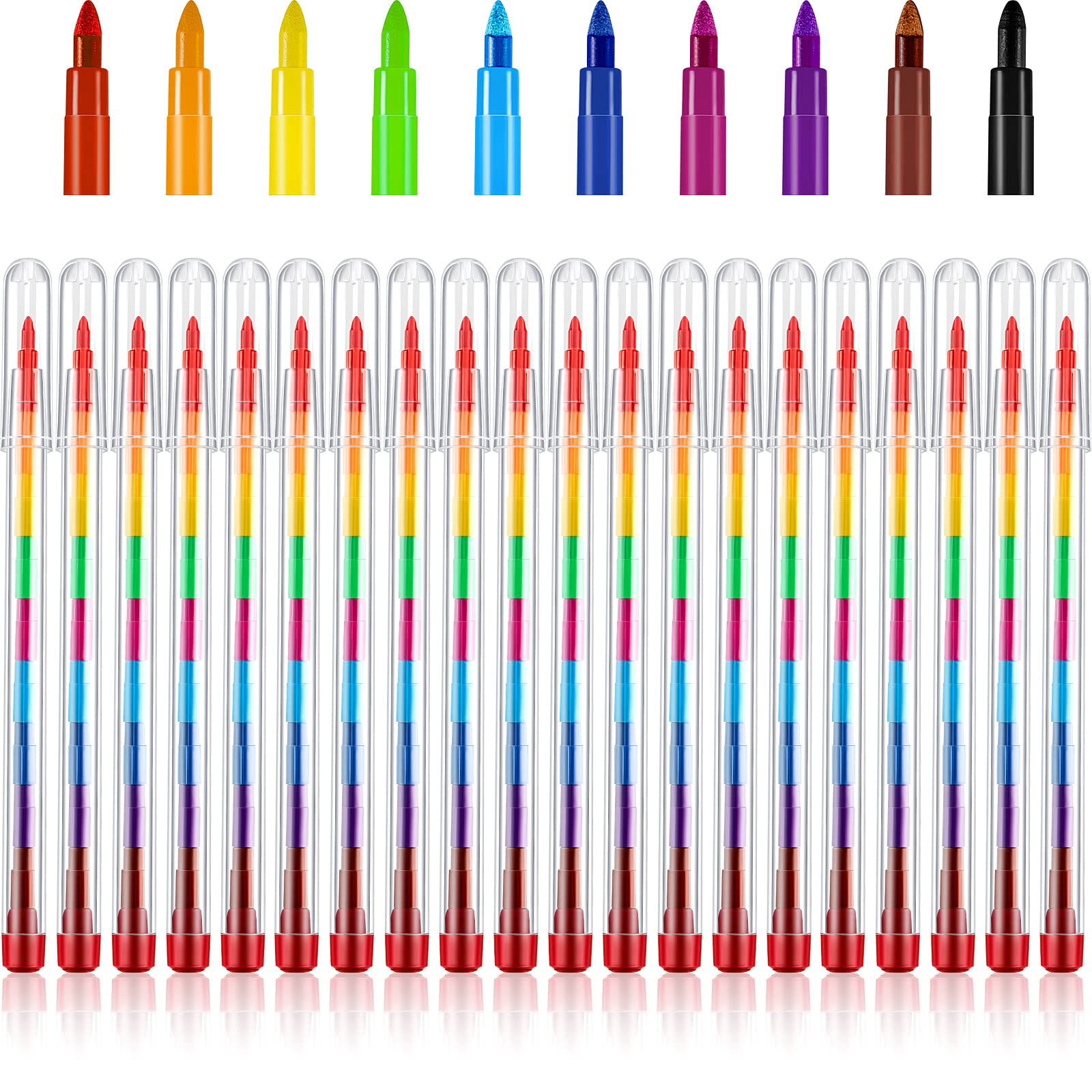 Photo 1 of 30 pcs Stackable Pencils Bulk colored Pencils Party Favors DIY Rainbow Pencil for School Office Birthday Party, 10 Colors
