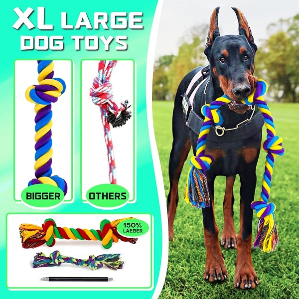SHARLOVY XL DOG CHEW TOYS FOR AGGRESSIVE CHEWERS LARGE BREED, 14 PACK TOUGH INDESTRUCTIBLE DOG TOYS FOR AGGRESSIVE CHEWERS, DURABLE PUPPY CHEW TOYS FOR TEETHING, HEAVY DUTY COTTON ROPE TOYS