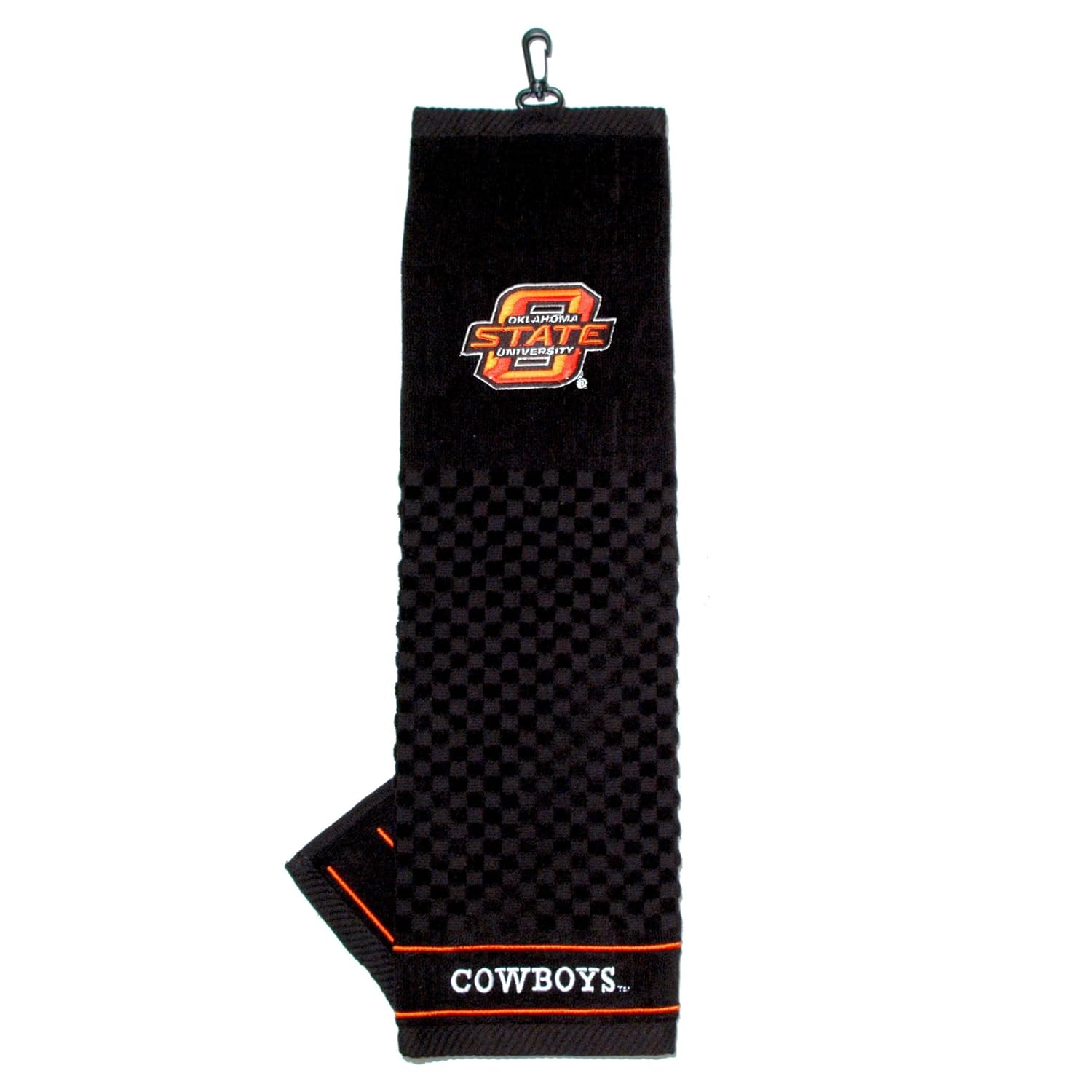 Team Golf NCAA Oklahoma State Cowboys Embroidered Golf Towel Checkered Scrubber Design Embroidered Logo