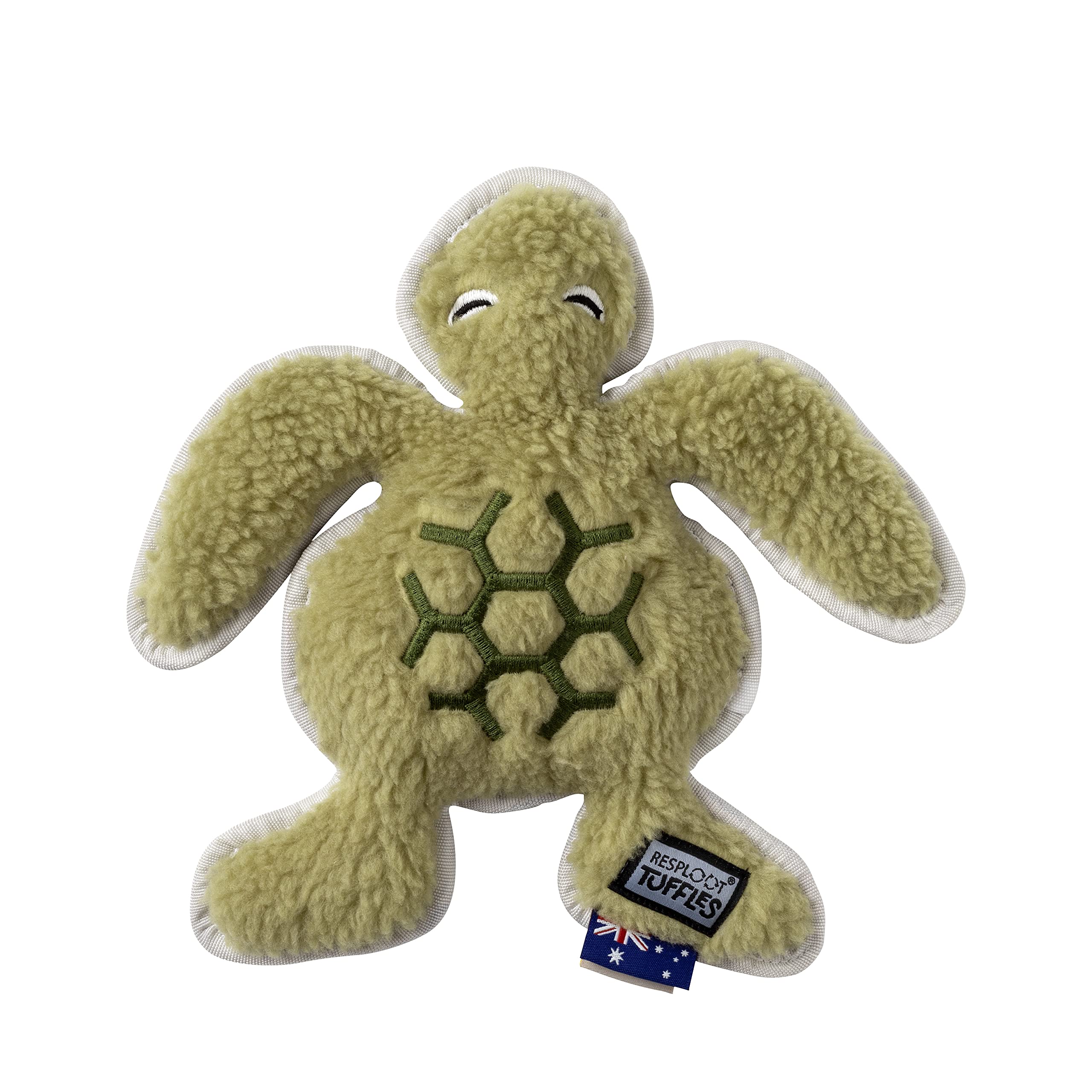 PetLove Resploot Tuffles Turtle, Tough Strong Dog and Puppy Toy with Squeaker, 100 percent recycled materials