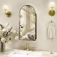 FUNFOLLOW Arched Medicine Cabinet with Mirror,Vanity Mirror with Storage,Wall Mounted Medicine Cabinet with Adjustable Shelve