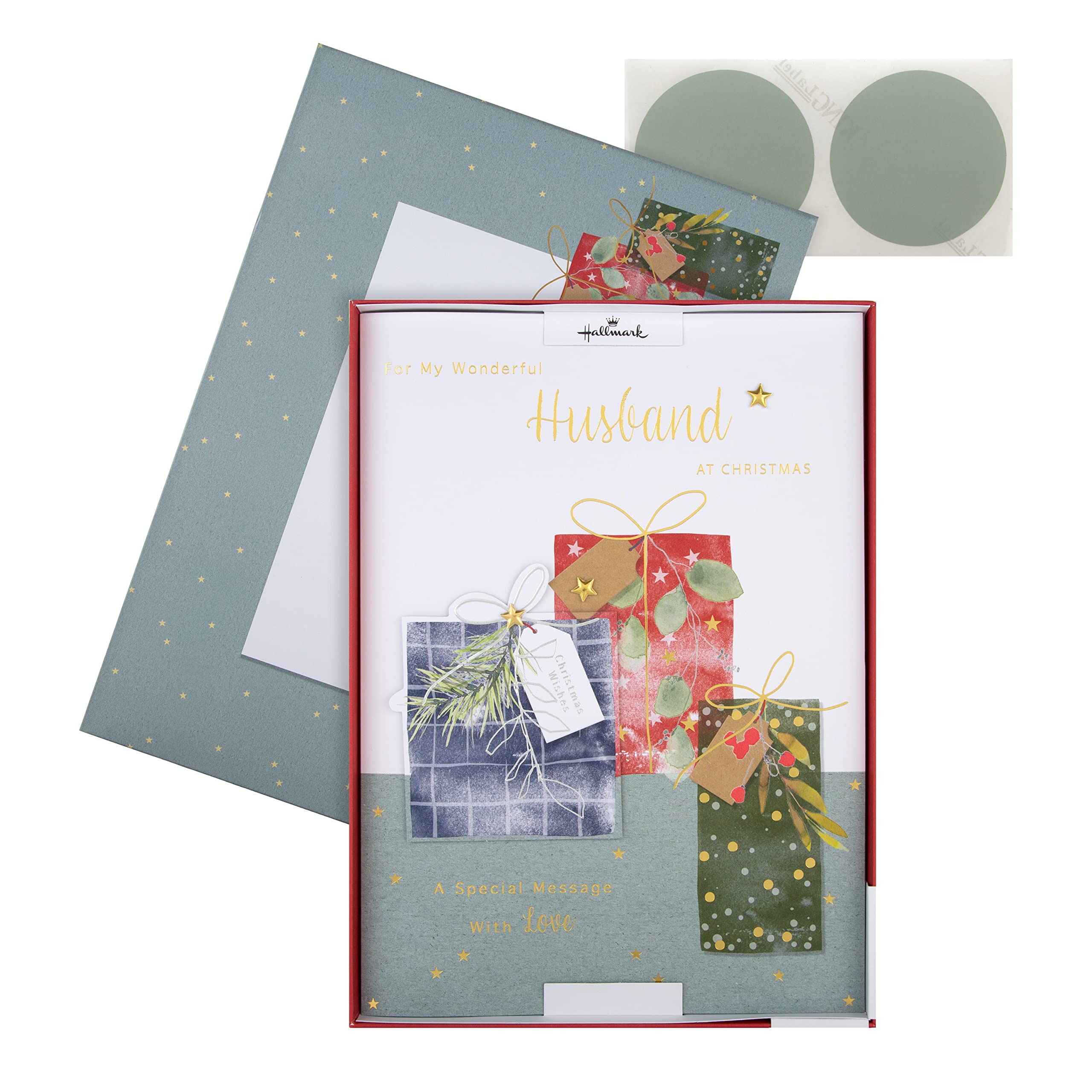 Hallmark Boxed Christmas Card for Husband - Traditional Wrapped Gifts Design