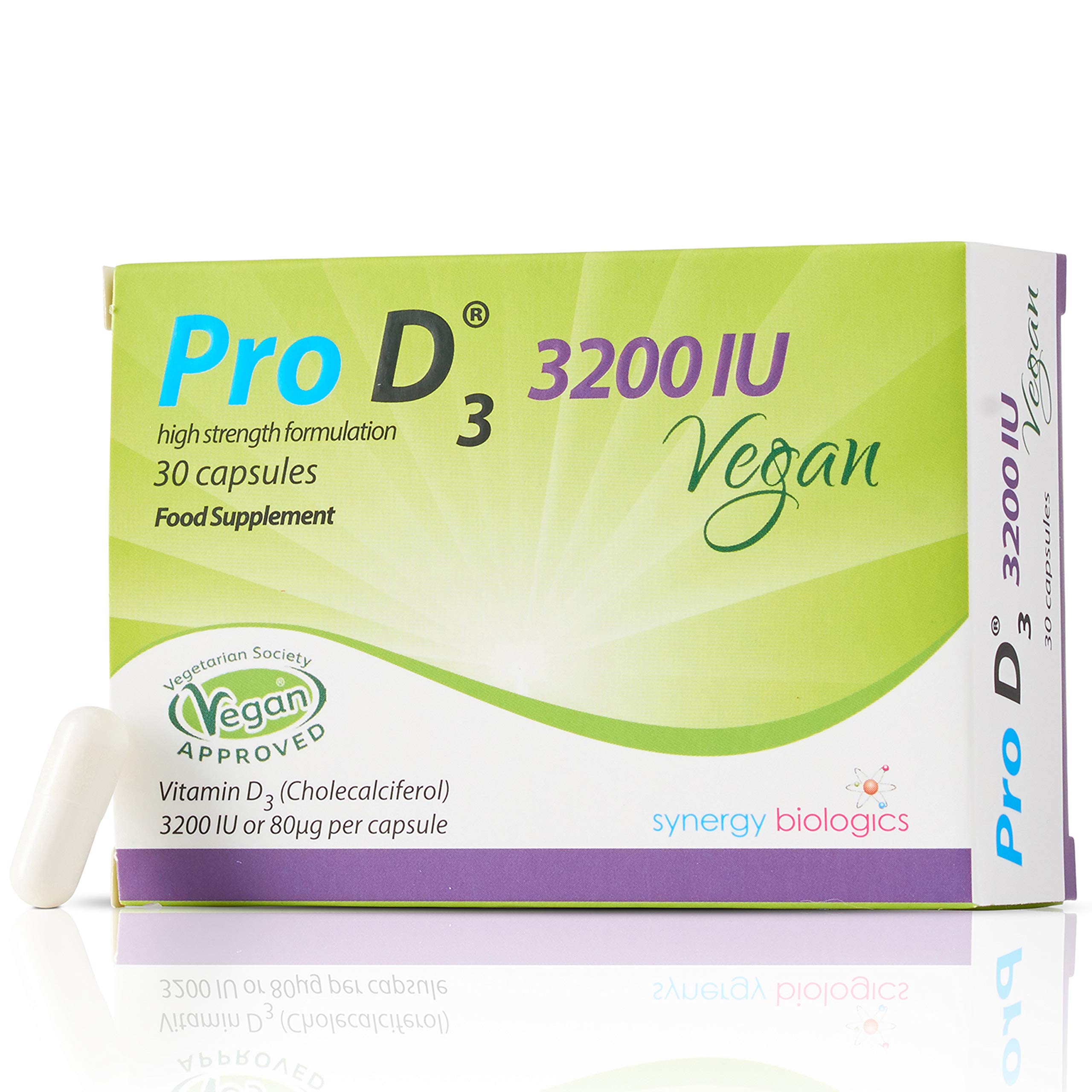 Pro D3 Vegan 3200 IU (Vitamin D3-80mcg) [30 Capsules] Vegan Certified - Cruelty Free - Gluten Free - Salt Free - Yeast Free - Gelatin Free - SOYA Free - Nut Free - Colour Free - Halal - Kosher
