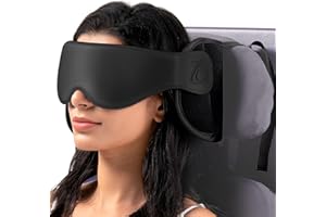 Bonairest Travel Pillow, Airplane Neck Pillow with 3D Eye Mask for Sleeping, Round Edge Plane Head Strap 360°Headrest Support