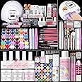 Saviland Acrylic Nail Kit for Beginners: Keratin Acrylic Powder Castor Oil Vitamin E Gel Nail Polish Primer 180W Nail Lamp Nail Drill Full Tools Everything Home Starters