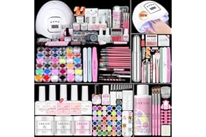 Saviland Acrylic Nail Kit for Beginners: Keratin Acrylic Powder Castor Oil Vitamin E Gel Nail Polish Primer 180W Nail Lamp Nail Drill Full Tools Everything Home Starters