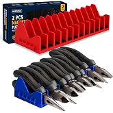 WARDENIX Plier Organizer Rack for Toolbox Drawer, 24-Slot Pliers Holder with Magnetic Base, Low Profile Tool Drawer Organizer for Pliers Cutters Hand Tools, Modular Expandable Design, 2 Pack Blue&amp;Red