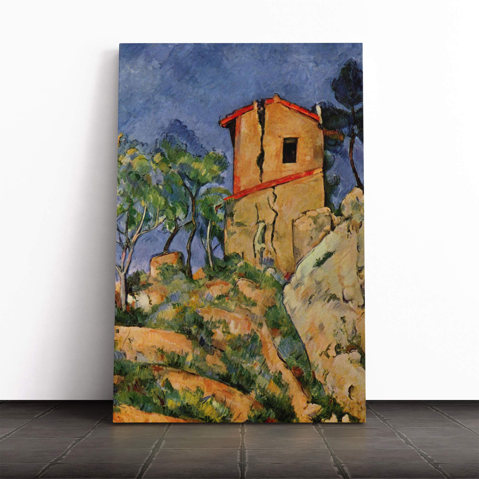 Art Paul Cezanne The House with Cracked Walls Canvas Print | Gallery Wrapped 30mm Frame Wall Art | 20x14 inches | Ready to Hang | Impressionist Picture | Living Room Bedroom Lounge Office